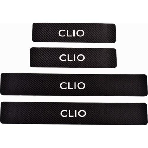 Car Accessories Car Door Sills For Renault Clio Door Threshold Plate Door Sill Scuff Plate Carbon Fiber Pu leather 4Pcs