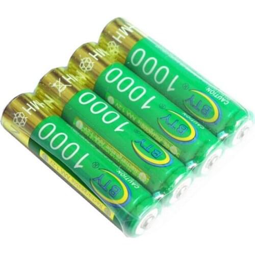 FreeShipping Real Capacity 4Pcs Rechargeable BTY Batteries AAA 1000mAh NI-MH Battery 10440 Bateria Cell For Electric Car Toys