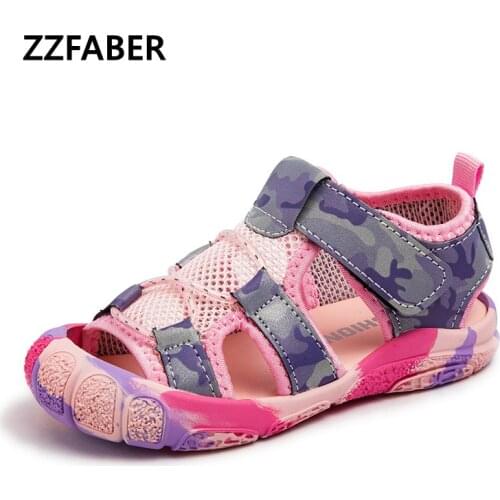 ZZFABER Children Flat Sandals for Girls Summer Comfortable Non-Slip Sports Shoe Boy Beach Sandals Kids Mesh Breathable Sneakers