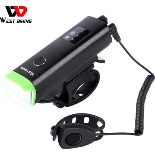 WEST BIKING Bicycle Light With Horn LED Front Flashlight USB Rechargeable Sensor Auto Bike Lamp MTB Road Bike Cycling Headlight