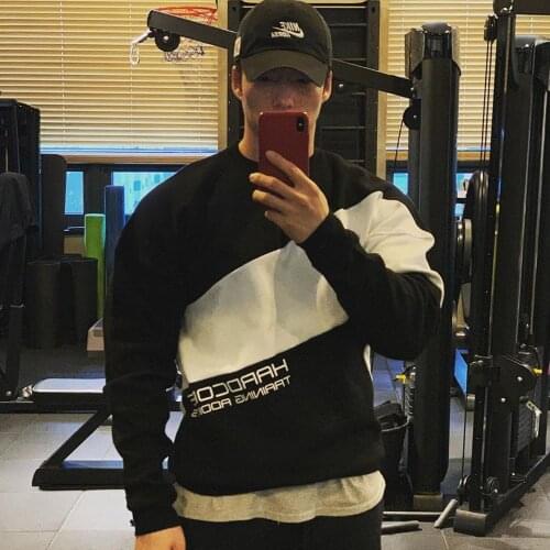 Autumn Casual Long sleeve T-shirt Men Gym Fitness Workout Loose Cotton Tees Male Fashion Patchwork Sport Training Clothing Tops