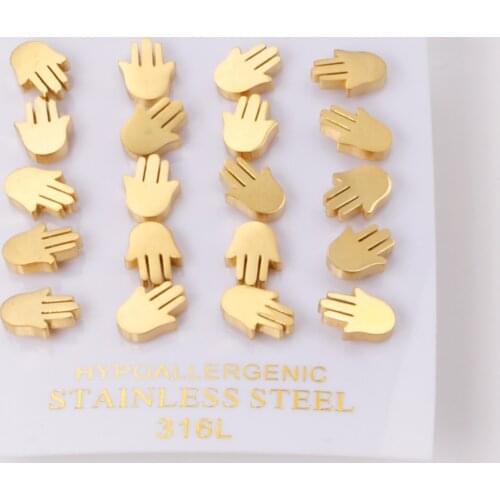 10 Pairs Handkerchief Earring Stainless Steel Gold Silver Color Ladies/Girl Fashion Small Ear Studs Geometry Jewelry Accessories