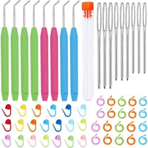 Imzay DIY Crochet Hooks Needles Stitches Knitting Craft Case Crochet Locking Stitch Markers Sewing Tools For Knifty Knitter