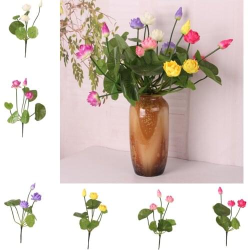 2 piece Faux Flower Waterlily Artificial Lotus Green stem Flower Arrangement