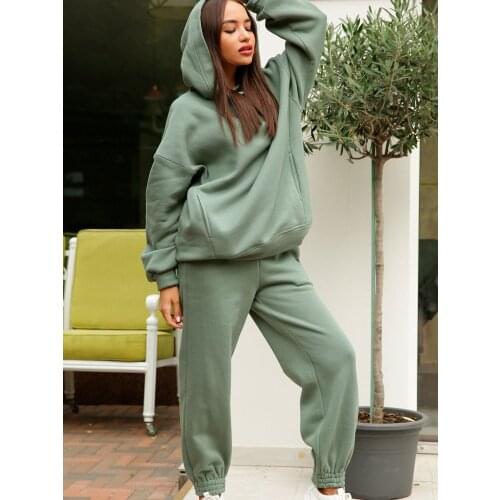 Two Piece Sets Womens Tracksuit Winter 2020 Sweatshirts Matching Sweatpants Sports Outfits Plus Size Female Sportswear Clothing