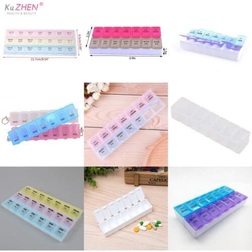 7 Days Weekly 14 Grids Pill Case Portable Travel Medicine Tablet Dispenser Organizer Box Splitters Pills Storage Container