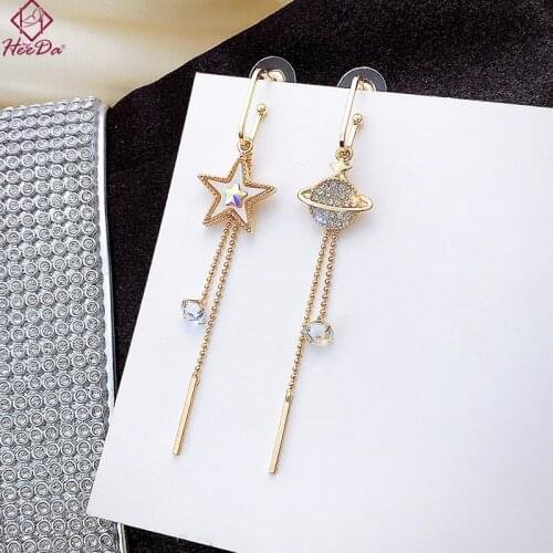 Korean Fashion Star Planet Long Tassel Earrings Women Personality Joker Gold 925 Silver Needle Earring Lady 2020 Trendy Jewelry