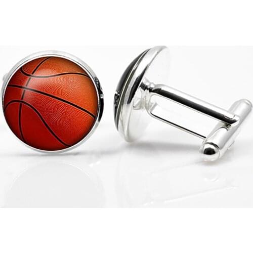 Basketball Cufflinks Silver Color Plated Basket Ball Cuff Links Men and Women Sport Fans Accessories