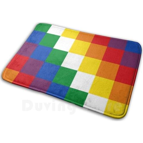 Wiphala Mat Rug Carpet Anti-Slip Floor Mats Bedroom Wiphala Quechua Flag Native People Andes Peru Bolivia Ecuador Argentina