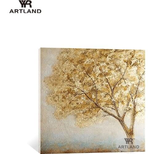 Beautiful pictures for home decoration Hand painted abstract gold trees landscape wall art picture poster for living room sofa