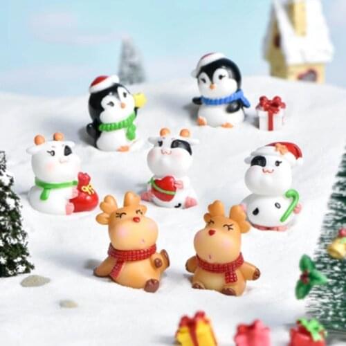 ZOCDOU1 Piece Cute Christmas Animalsl Small Statue Little Figurine Crafts Figure Ornament Miniatures