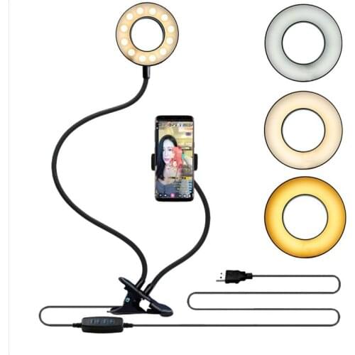 Multi-function hose mobile phone live fill light two-in-one mobile phone holder fill light USB plug-in light for office kitchen