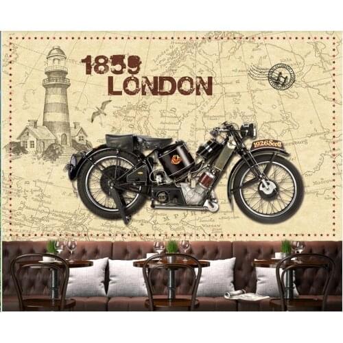 Custom mural 3d photo wallpaper Antique motorcycle vintage london background home decor living room wallpaper for wall 3 d
