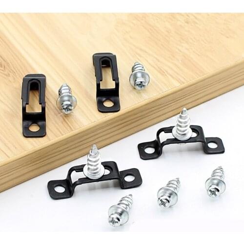 10pcs 2in1 Invisible cabinet connectors metal Cupboard hinge assembly furniture connecting bracket recessed screw fastener