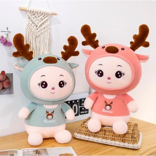 New Creative Transformation Deer Cartoon Doll Cute Baby Doll Pillow Plush Toy Ragdoll Gift