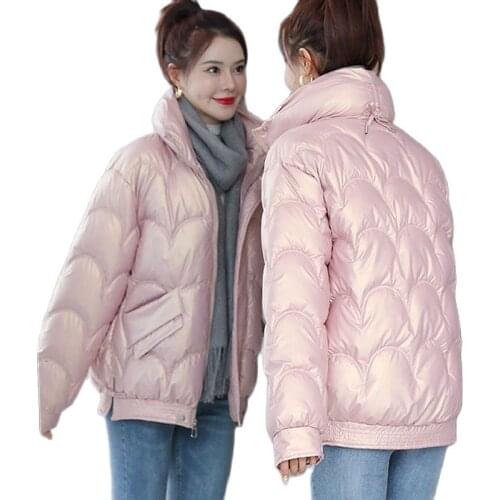 New Winter Clothes No Wash Glossy Down Cotton Ms Coat Womens Short Bread Clothes Eashion Cotton All-Match Womens Outerwear