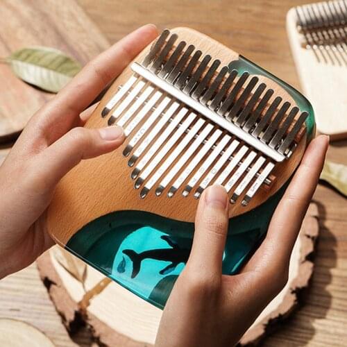 17-key Thumb Piano Solid Beech Epoxy Resin Portable Kalimba With Tuning Hammer solid beech + epoxy resin + mineral metal