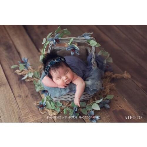 Newborn Photography Faux Flowers Props Simulation Green Plants For Baby Posing Shoot Photo Prop Basket Stuffer Layer Accessories