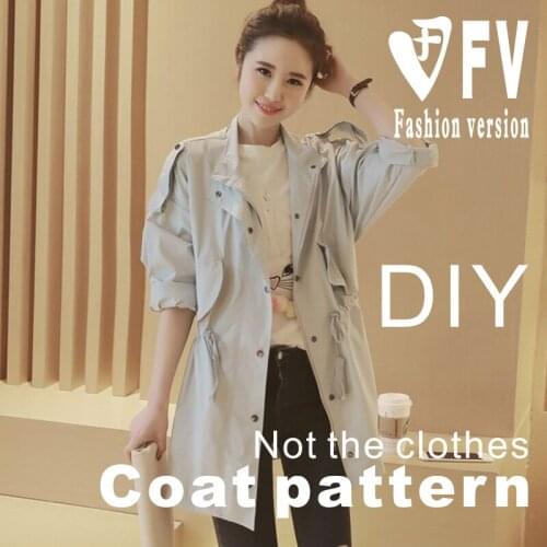 Sewing drawings female soil stand-up collar zipper windbreaker jacket pattern 1:1 clothing design pattern BY-161