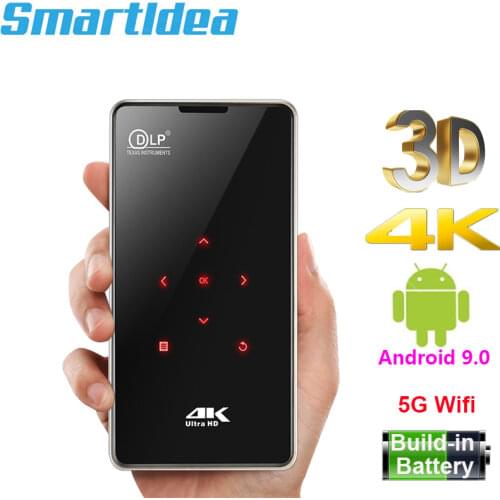 Smartldea P09 Portable Mini 3D 4K DLP Projector Android 9.0 5G WIFI Mobile Pocket Beamer Smartphone Home video game proyector