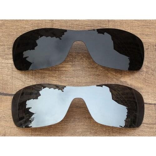 Vonxyz Two Pieces Stealth Black & Chrome Mirror Polycarbonate Replacement Lenses for-Oakley Antix Frame