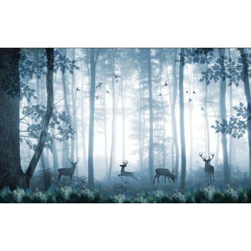 Modern wallpaper for living room wallpaper for walls 3 d for living room Blue forest wallpapers background wall