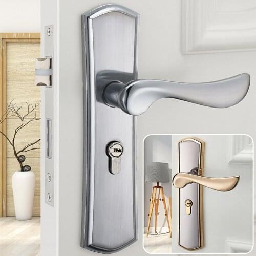 Modern minimalist interior mechanical lock bedroom solid wood door handle lock home hardware lock handle