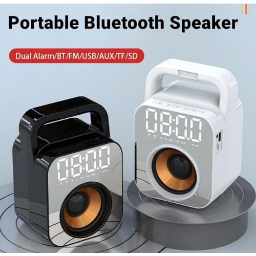 LED Alarm Clock Subwoofer Bluetooth Speaker Loudspeaker Box Portable Wireless Column Home Theater With Mic Bass FM Radio AUX TF