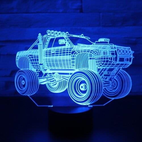 3D LED Night Light Panzer SUV Armored Light Exposure Car with 7 Colors Light for Home Decoration Lamp Amazing Visualization