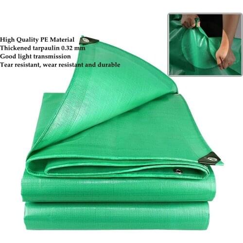 0.32mm Green PE Tarpaulin Rainproof Cloth Garden Greenhouse Plant Cover Outdoor Awning Pet House Waterproof Sunshade Sail Canopy