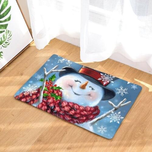 Zeegle Christams Snowman Printed Hallway Mats Home Entrance Door Mats Anti-slip Bedroom Carpet Kitchen Rugs Bathroom Bath Mats