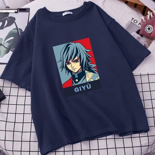 Women Demon Slayer T Shirts Giyu Tomioka Popular Brands T-shirt High Quality Design TShirts Camisetas Short Sleeve Tees Mujer