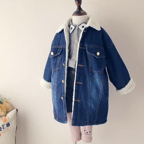 Winter Girls Lambswool Coats Velvet Jacket Baby Girl Warm Cowboy Jackets Clothing Childrens Thick Coats Kids Fashion Outwear