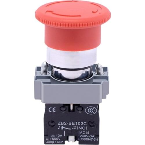 1 PC XB2-BS542C Turn to Release 1N/C Red Emergency Stop Mushroom Push button