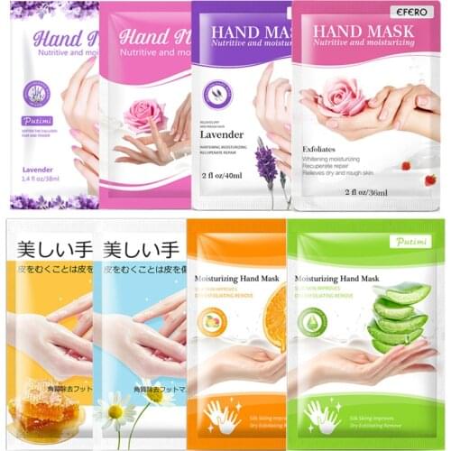 10-3Pairs Hands Mask Rose Lavender Aloe Moisturizing Nourish Repairing Exfoliating Hand Gloves Smooth Skin Care Mask SPA