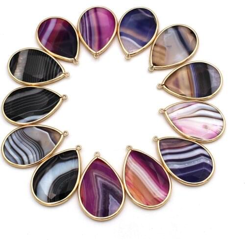 10pcs Faceted Natural Stone Pendant Charms Drops Black Purple Triangle Veins Agate Stone Pendant for DIY Jewelry Accessories