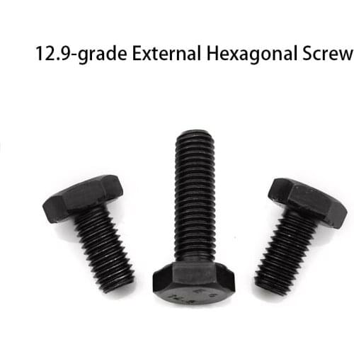 12.9 grade external hex screw alloy steel high strength external hex full teeth bolt M12M14M16M18 5Pcs