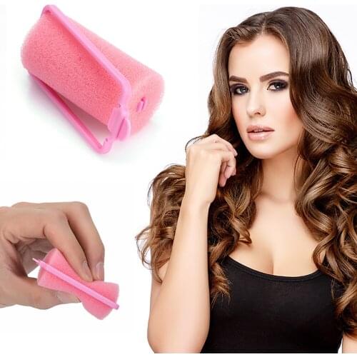 12pcs Pink Soft Sponge Hair Rollers Curler DIY Tools Salon Barber Perm Tools Hair Protection Reduce Mar Hairdressing Tools Sets