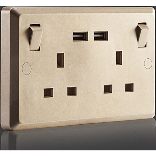 20pcs 5V 2A UK Plug Standard Wall Socket Dual 2 USB Plug Switch Power Charger Electric Outlet Adapter Plug Charging sockets