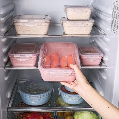 3pcs/set Food Container Refrigerator Crisper Box Vegetable Food Preservation Microwavable Storage Box