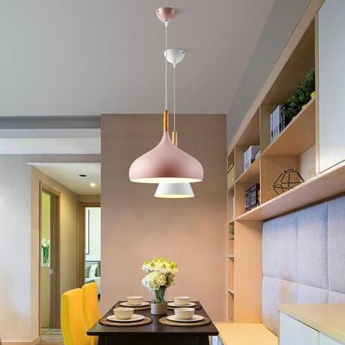 300mm Small Pendant Lights Morden Home Kitchen Lamps Pink Color Shopping Mall