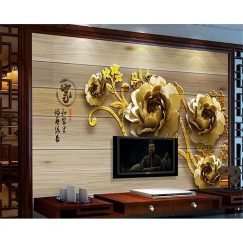 Beibehang papel de parede 3d mural Custom home and rich embossed peony flower vine home interior wallpaper wall 3d TV background