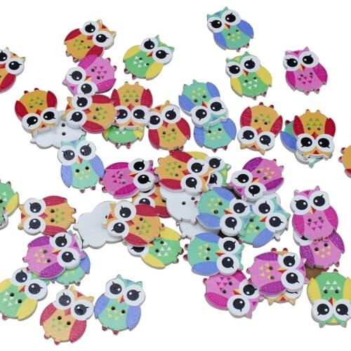50pcs Mix Random Animal pattern Button with 2 hole Cartoons Wood Sewing Buttons Kid Sewing Craft Scrapbooking Handcraft BT006