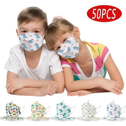 50PCS Children Kids Mondkapje Outdoor Dinosaur Prints Anti-Fog Dust-Proof Fish mascarilla Monder Scarf Halloween Cosplay MasK