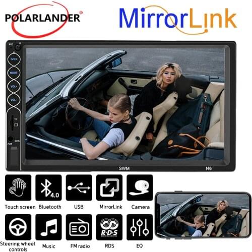 7 Inch 2 DIn Car Radio USB Mobile Phone Interconnection Bluetooth 13 Languages HD Reverse Image 2.0 Touch Resistive Screen FM