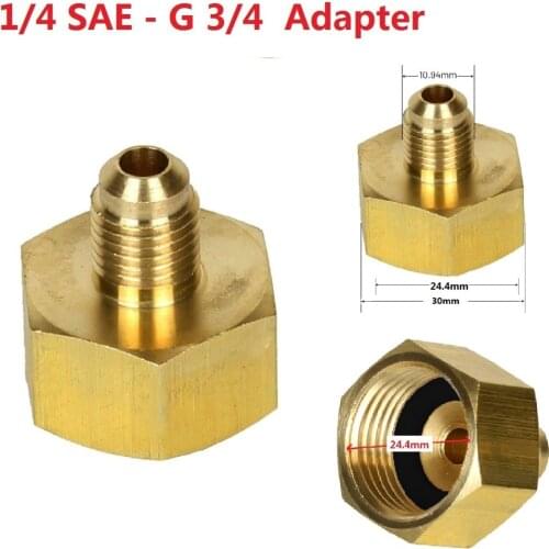 1/4" Male To 3/4" Female SAE Auto Car Air Conditioner Adapter Refrigerant Bottle Adapter For R134A 1/4SAE G3/4 HVAC Systems Part