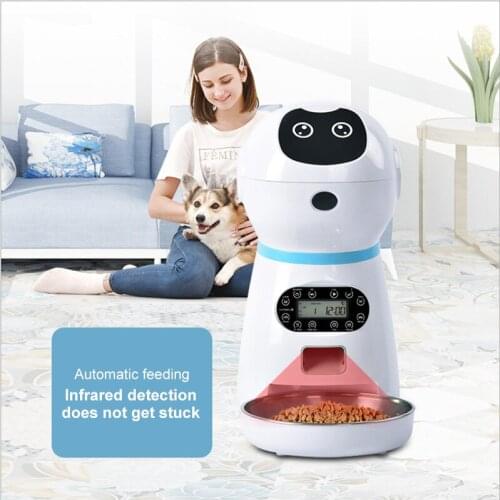 Automatic Pet Feeder Robot Dog Cat Food Dispenser Timed Voice Feeding Machine Automatic Feeding Voice Control Pet Feeder Sale