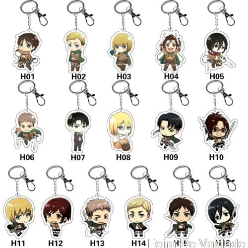 2021 Attack on Titan Keychain Japanese Anime Cartoon Figure Double Side Acrylic Pendant Keyring Fans Gifts