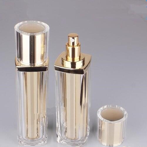 30ML 60ml Spray Pump Bottle,gold Perfume Bottle With Mist Atomizer,Golden Acrylic Cap,Sample Cosmetic Container F20171669