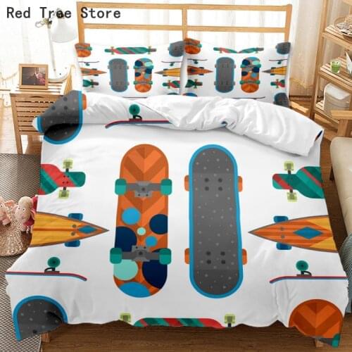 Scooter Cartoon Bedding Set King Size Roller Skating Duvet Cover Double Bed Quilt Bedclothes Game Sports Teenager Home Textiles